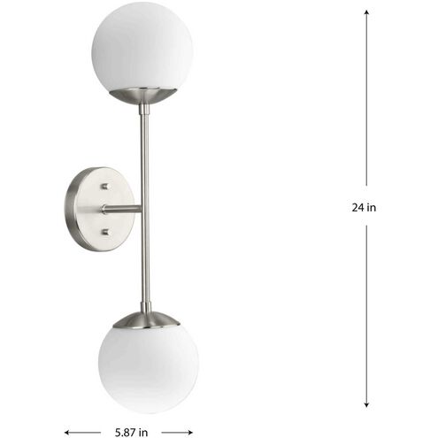 Haas 2 Light 5.87 inch Brushed Nickel Wall Bracket Wall Light, Design Series