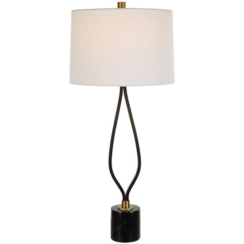 Separate 36 inch 150.00 watt Rustic Black and Antique Brass with Black Marble Table Lamp Portable Light