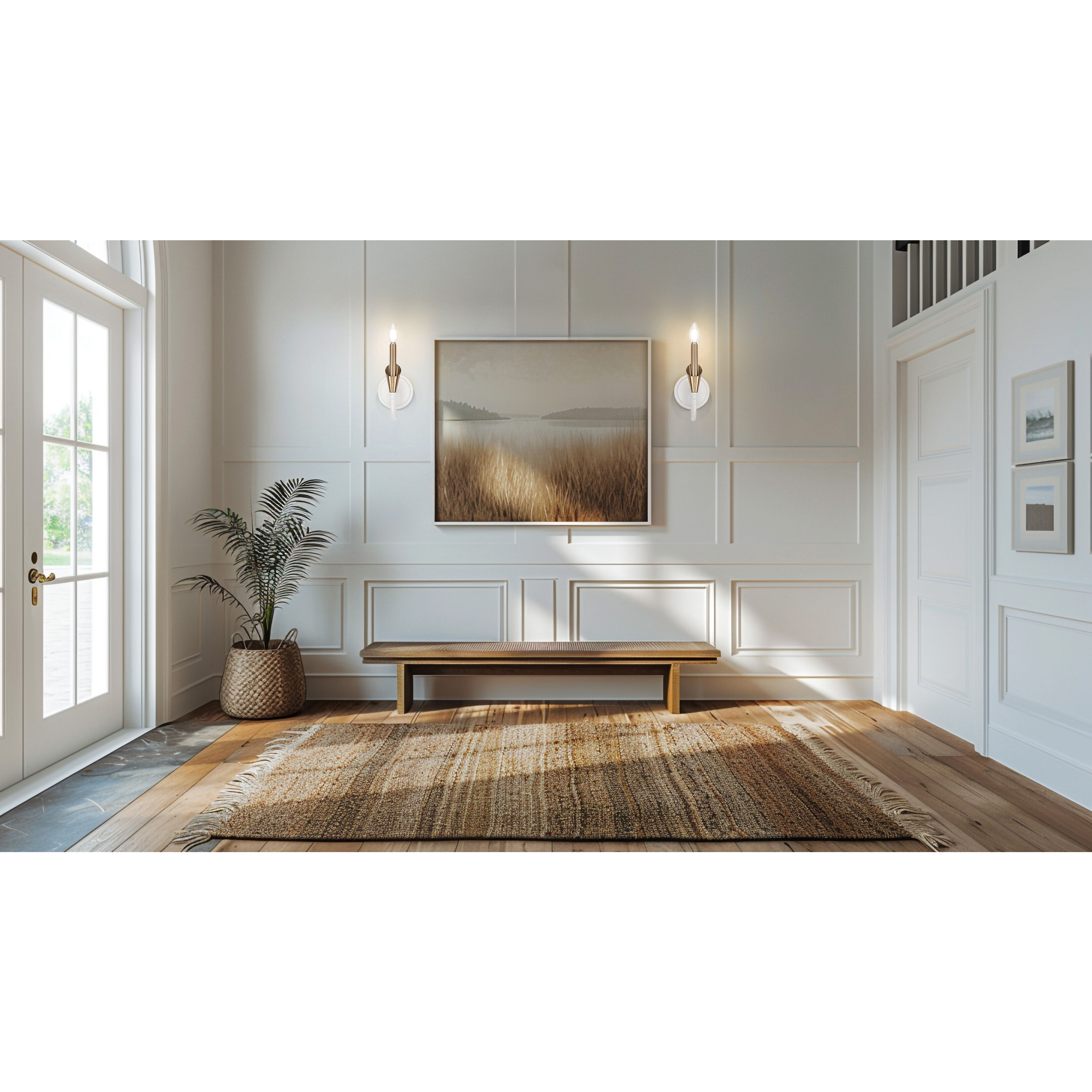 Claudelle Wall Sconce Wall Light in Textured White and Modern Gold