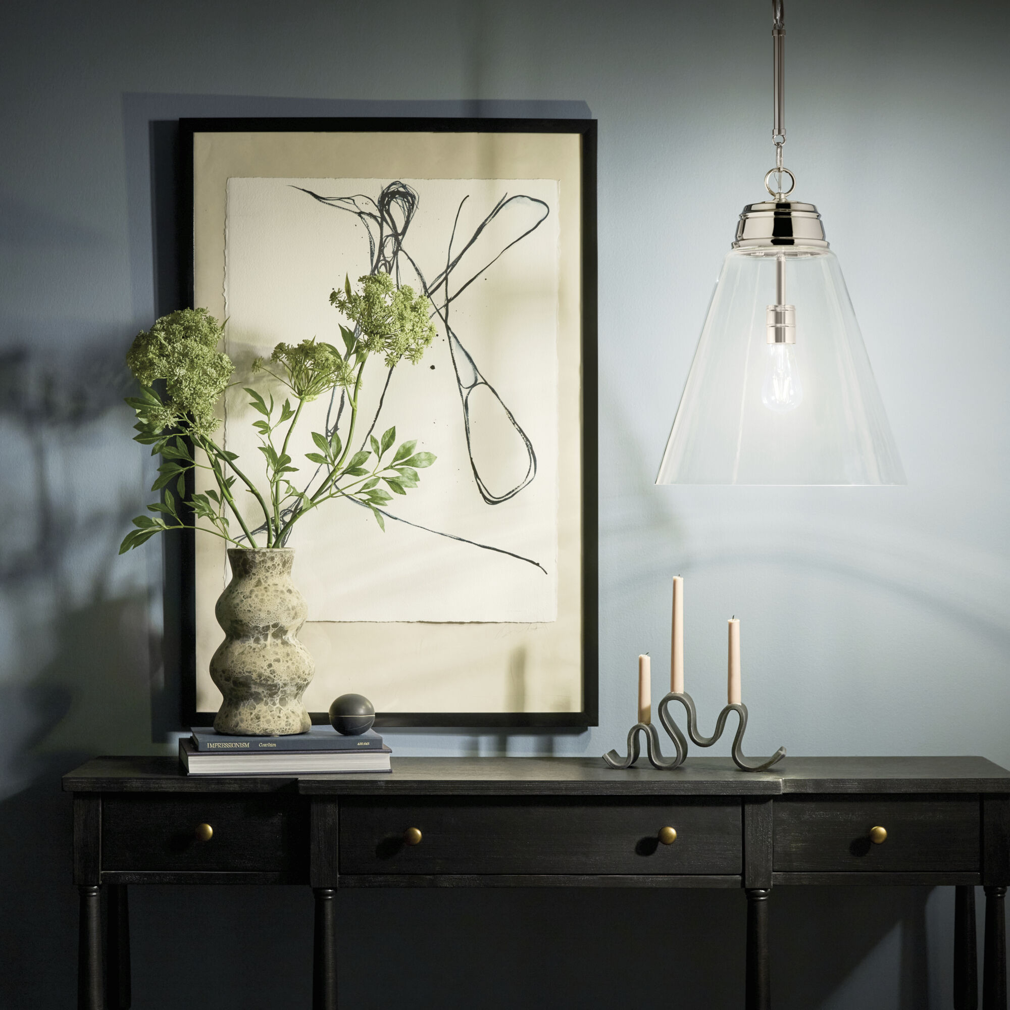 Marsailli 1 Light Polished Nickel Pendant Ceiling Light, Large