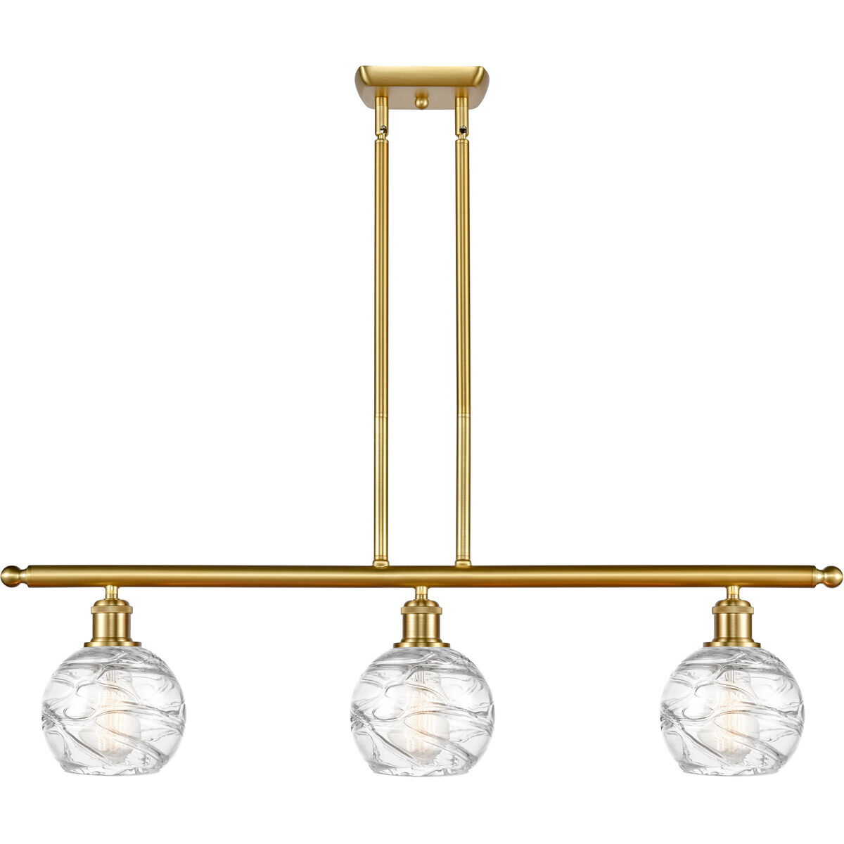 Ballston Small Deco Swirl 3 Light 36 inch Satin Gold Island Light Ceiling Light, Ballston