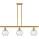 Ballston Small Deco Swirl 3 Light 36 inch Satin Gold Island Light Ceiling Light, Ballston