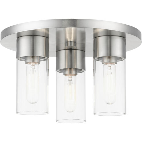 Carson 3 Light 14 inch Brushed Nickel Flush Mount Ceiling Light