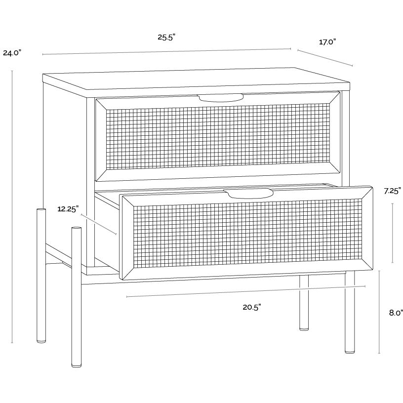 Avida 25.75 X 24 inch Champagne Gold / Cream/Natural Night Stand
