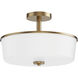 Fuller 3 Light 14.75 inch Natural Aged Brass Flush Mount Ceiling Light in White
