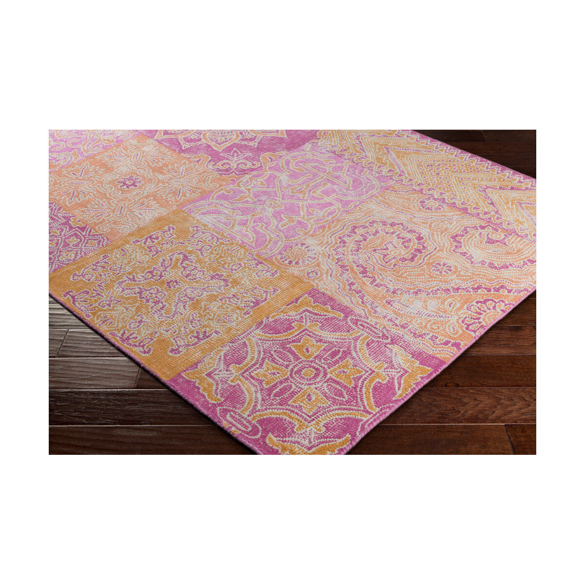 Antigua 90 X 60 inch Pink and Orange Area Rug, Wool