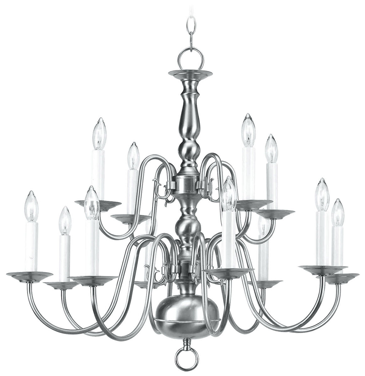 Williamsburgh 12 Light 26 inch Brushed Nickel Chandelier Ceiling Light