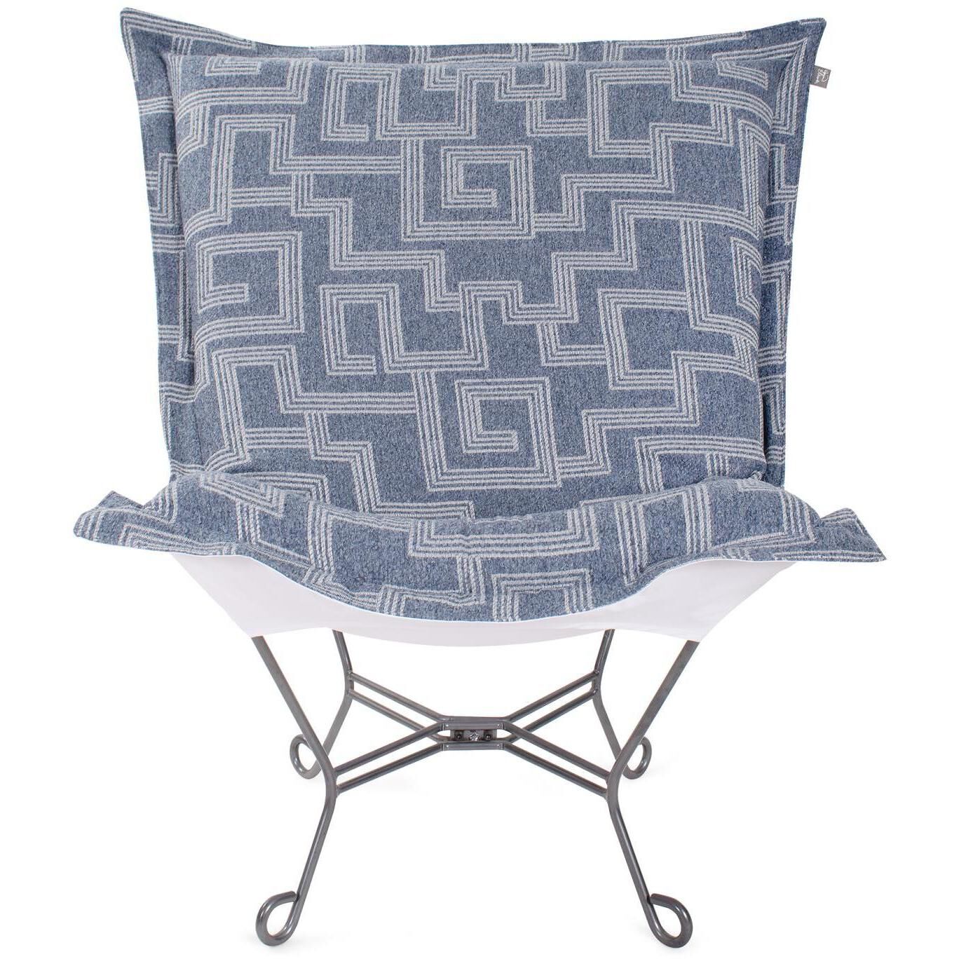 Syros Denim Outdoor Puff Scroll Chair