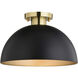 Devon LED 12.75 inch Matte Black and Satin Brass Semi-Flush Mount Ceiling Light