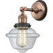 Oxford Sconce Wall Light in Clear Glass, Antique Copper/Matte Black