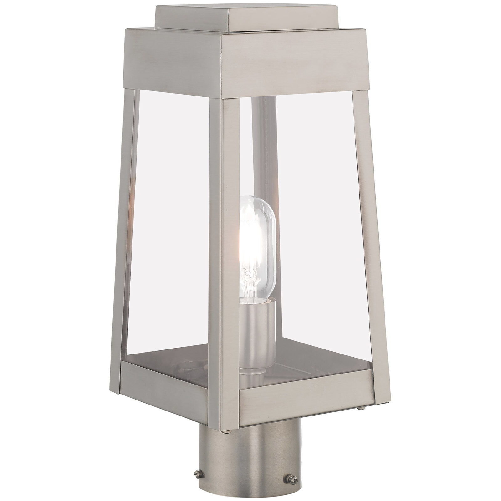 Oslo 1 Light 15 inch Brushed Nickel Outdoor Post Top Lantern