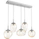 Cosmos LED LED Classic Silver Linear Pendant Ceiling Light in 2700K LED, Floret Inner - Amber Outer, Multi-Pendant