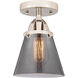 Nouveau 2 Small Cone 1 Light 6 inch Polished Nickel Semi-Flush Mount Ceiling Light in Plated Smoke Glass