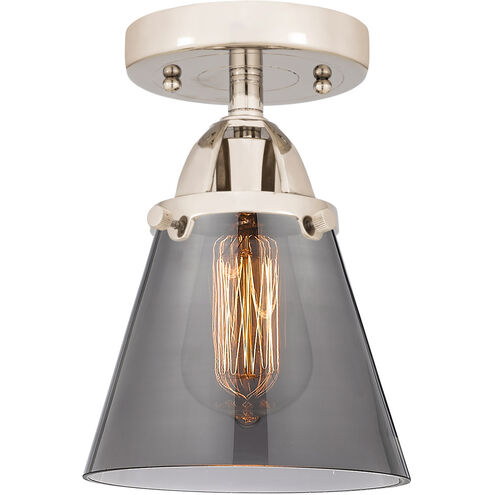 Nouveau 2 Small Cone 1 Light 6 inch Polished Nickel Semi-Flush Mount Ceiling Light in Plated Smoke Glass