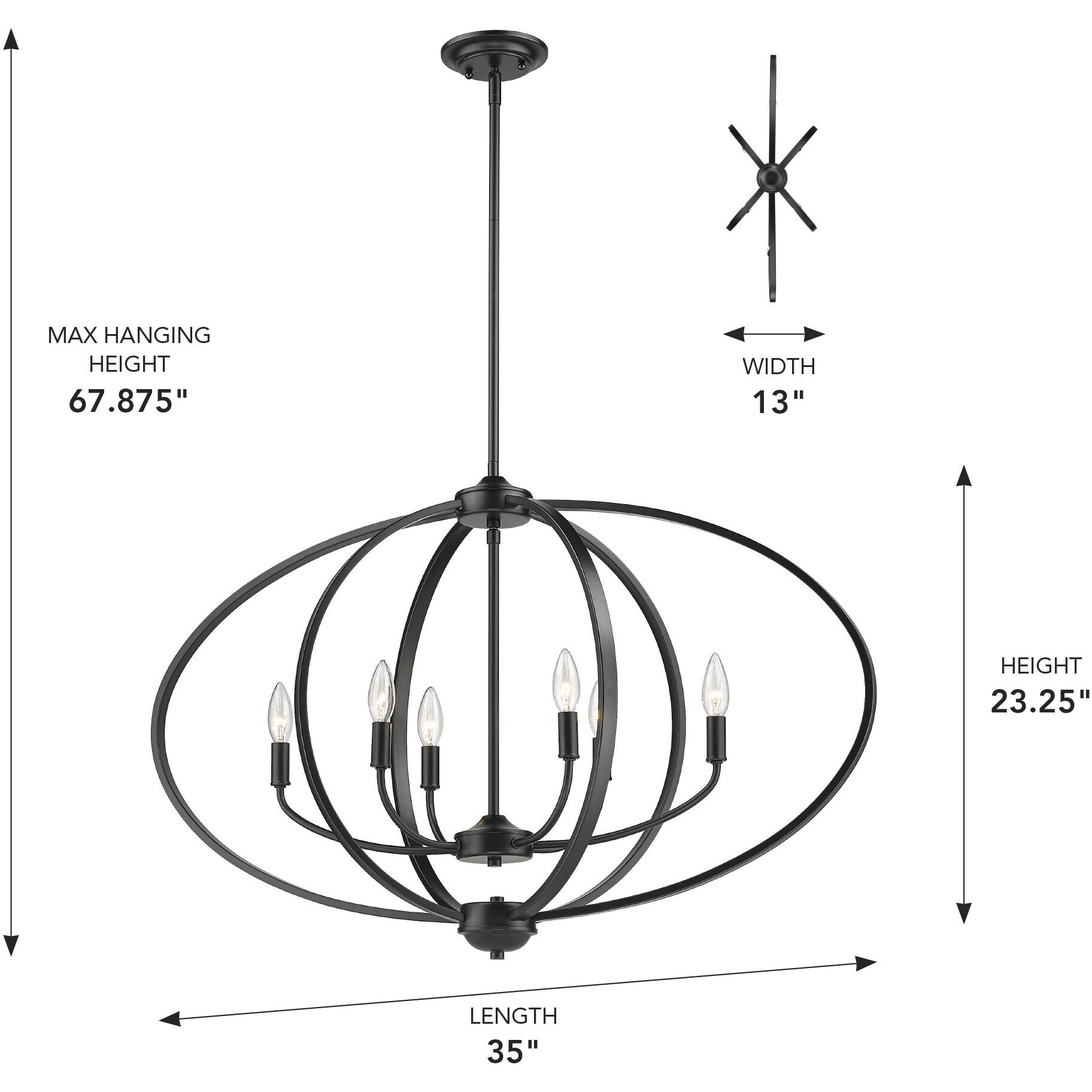 Colson Island Light Ceiling Light in Matte Black, No Shade