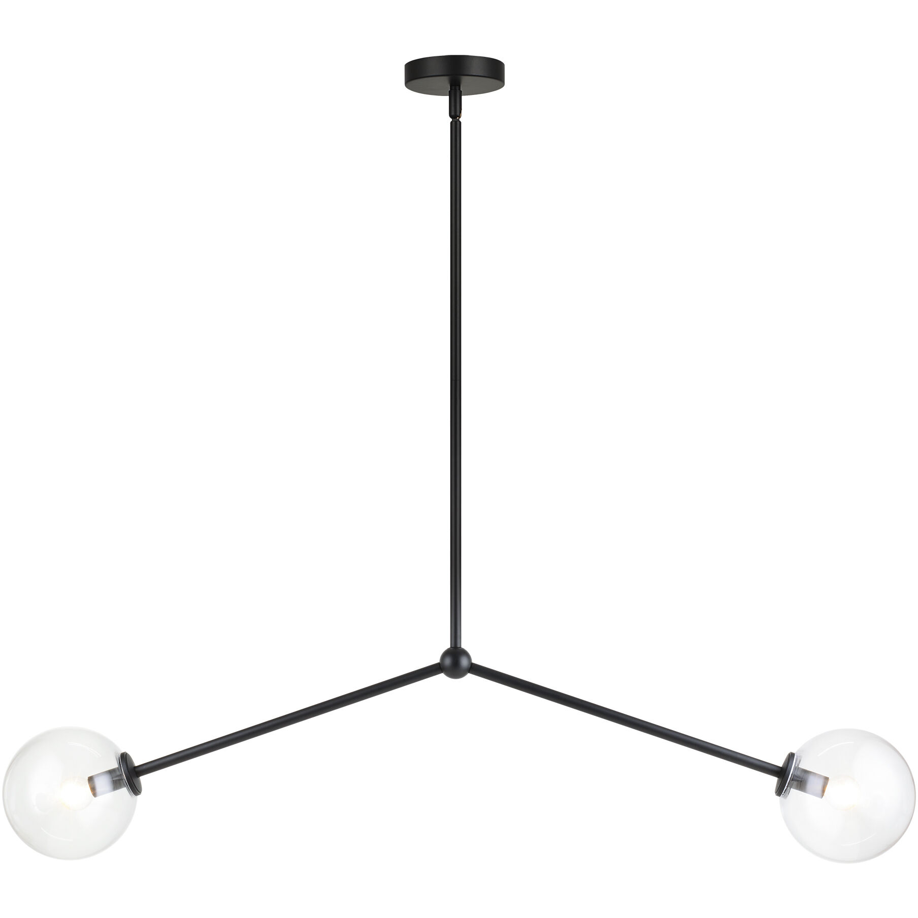 Novo 2 Light 39.5 inch Black Pendant Ceiling Light in Black and Clear