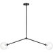 Novo 2 Light 39.5 inch Black Pendant Ceiling Light in Black and Clear