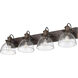 Hines 4 Light 34.5 inch Rubbed Bronze Bath Vanity Light Wall Light in Seeded Glass