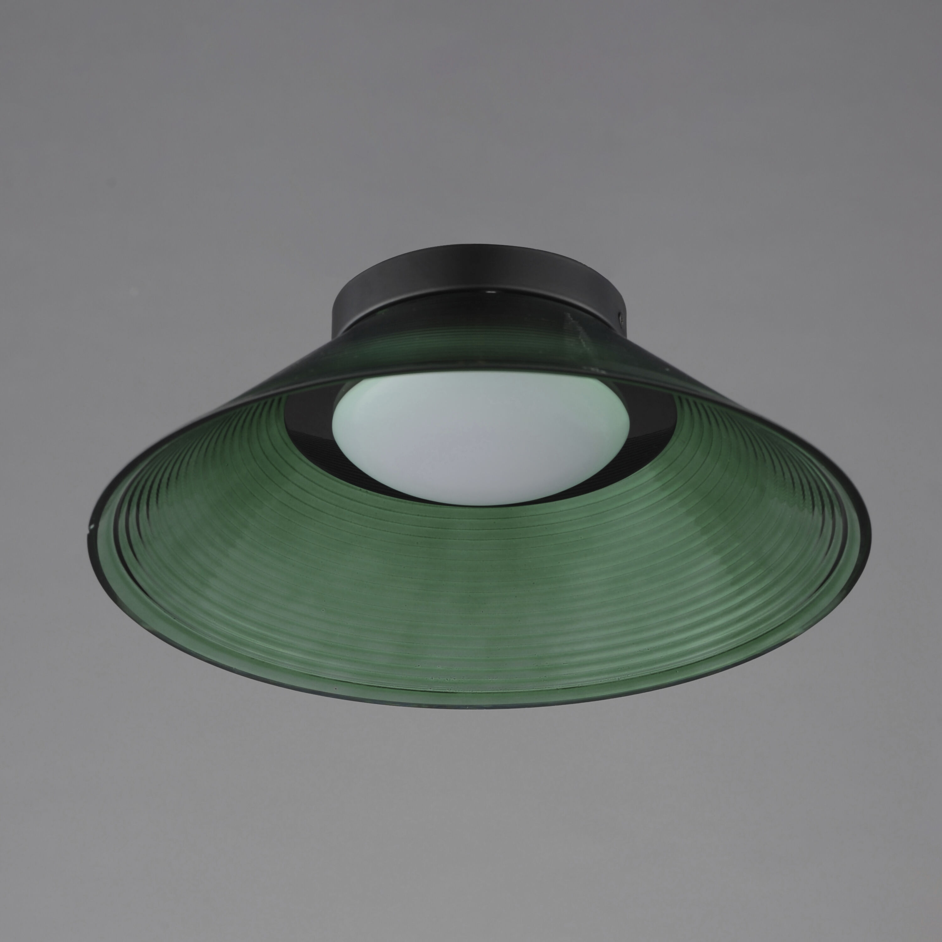 Jensen LED 11.75 inch Black Semi-Flush Mount Ceiling Light in Green