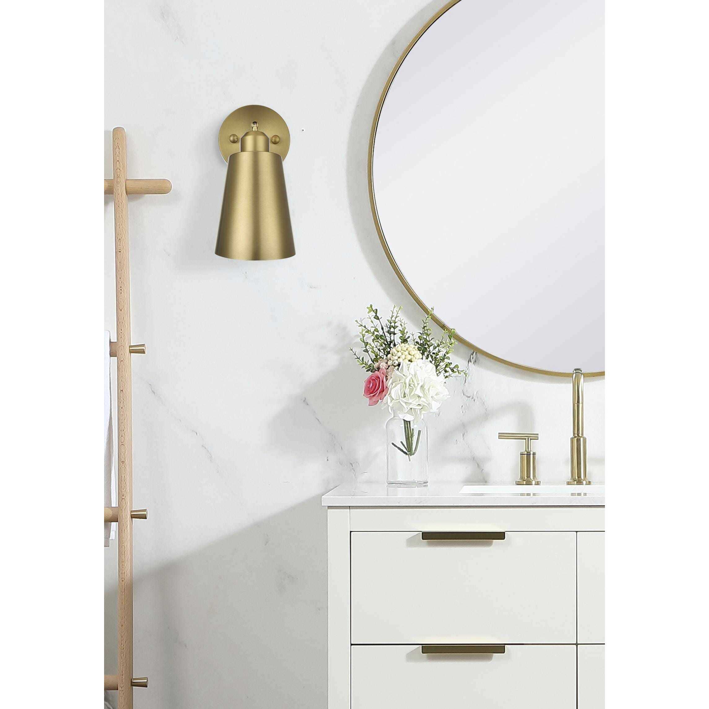 Halycon 1 Light 5 inch Satin Gold Bath Sconce Wall Light