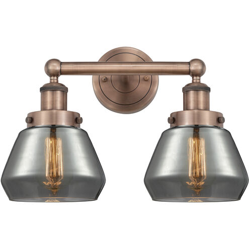 Fulton 2 Light 15.5 inch Antique Copper Bath Vanity Light Wall Light in Plated Smoke