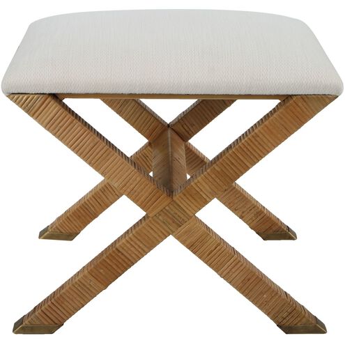 St. Tropez Natural Rattan and Antique Brass with White Bench