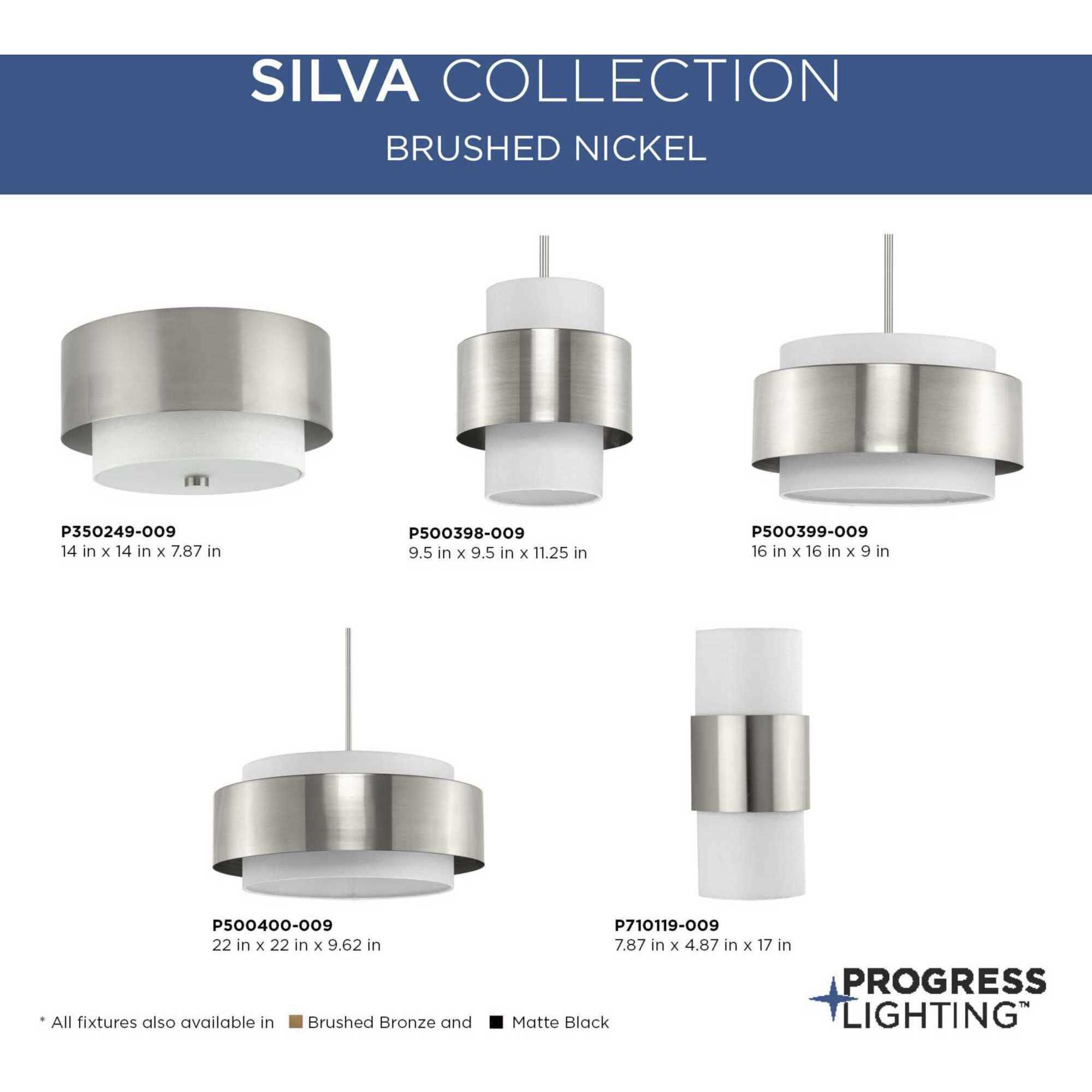 Silva 2 Light 7.87 inch Brushed Nickel Wall Sconce Wall Light, Design Series