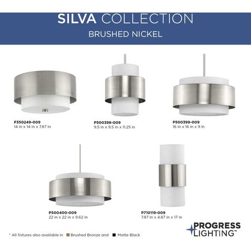 Silva 2 Light 14 inch Brushed Nickel Flush Mount Ceiling Light, Design Series