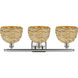 Woven Rattan 3 Light 28 inch Satin Nickel Bath Vanity Light Wall Light