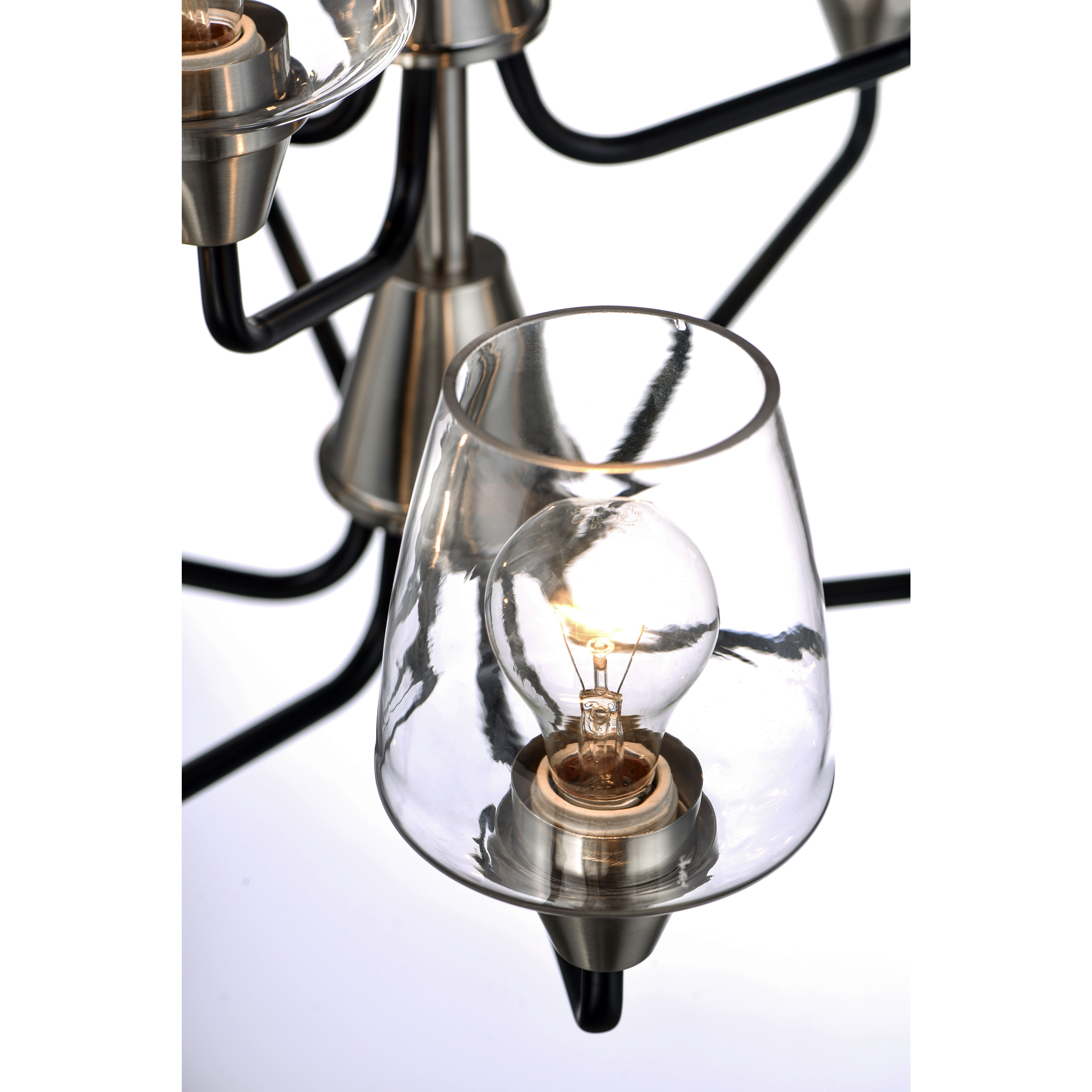 Goblet 9 Light 27 inch Black/Satin Nickel Multi-Tier Chandelier Ceiling Light in Black and Satin Nickel