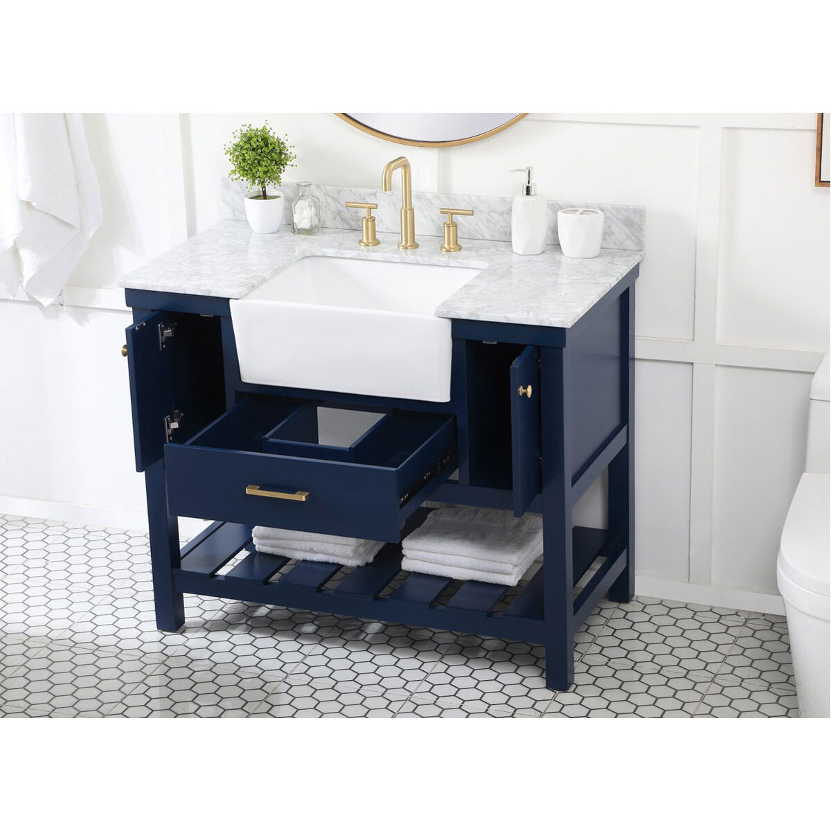 Clement 42 X 22 X 34 inch Blue Bathroom Vanity Cabinet