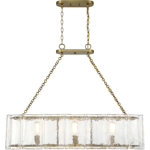 Genry 3 Light 41 inch Warm Brass Linear Chandelier Ceiling Light