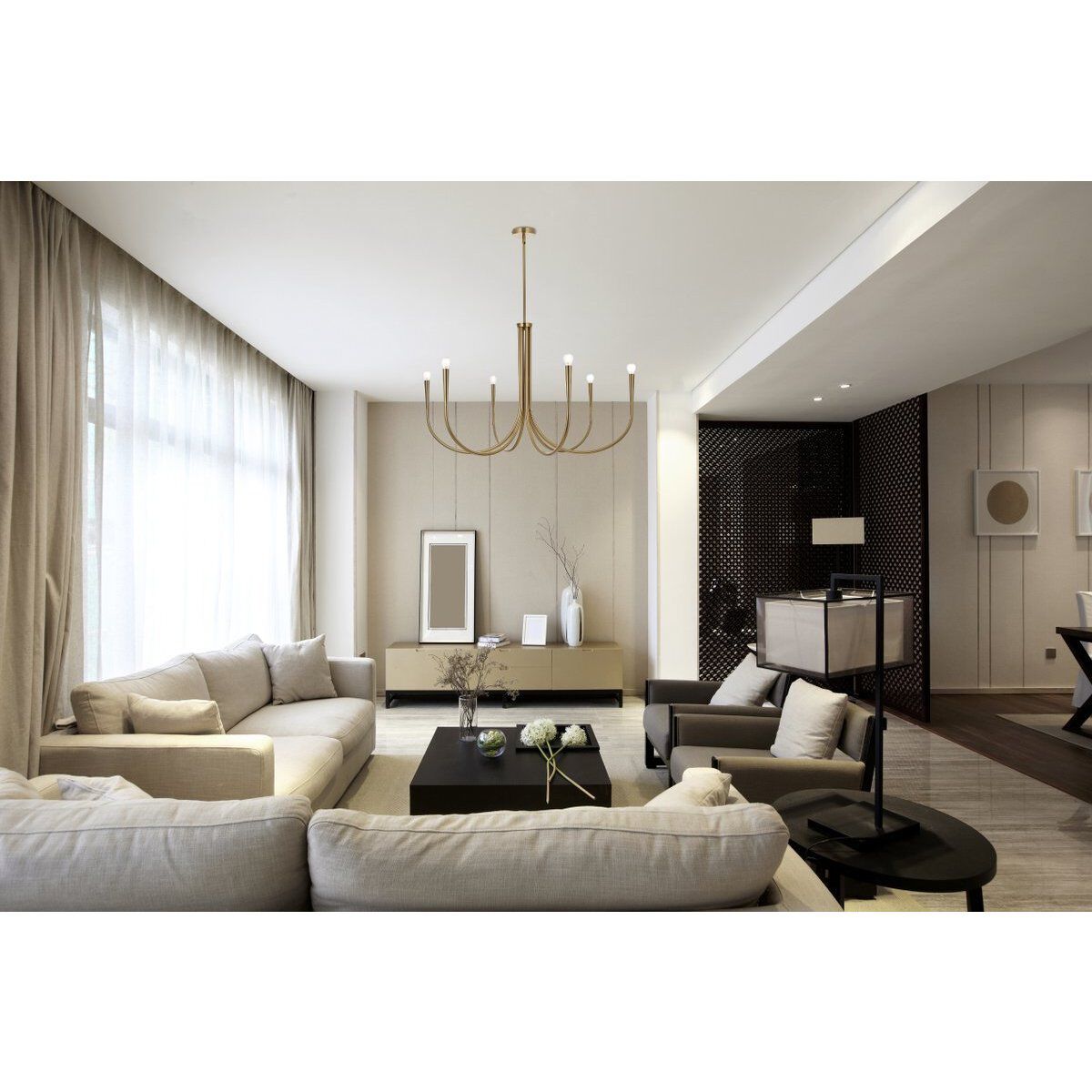 Layne 6 Light 42 inch Gold Chandelier Ceiling Light