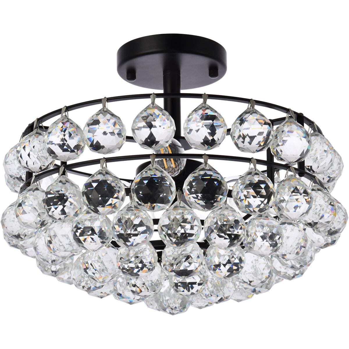 Savannah 3 Light 14 inch Black Flush Mount Ceiling Light