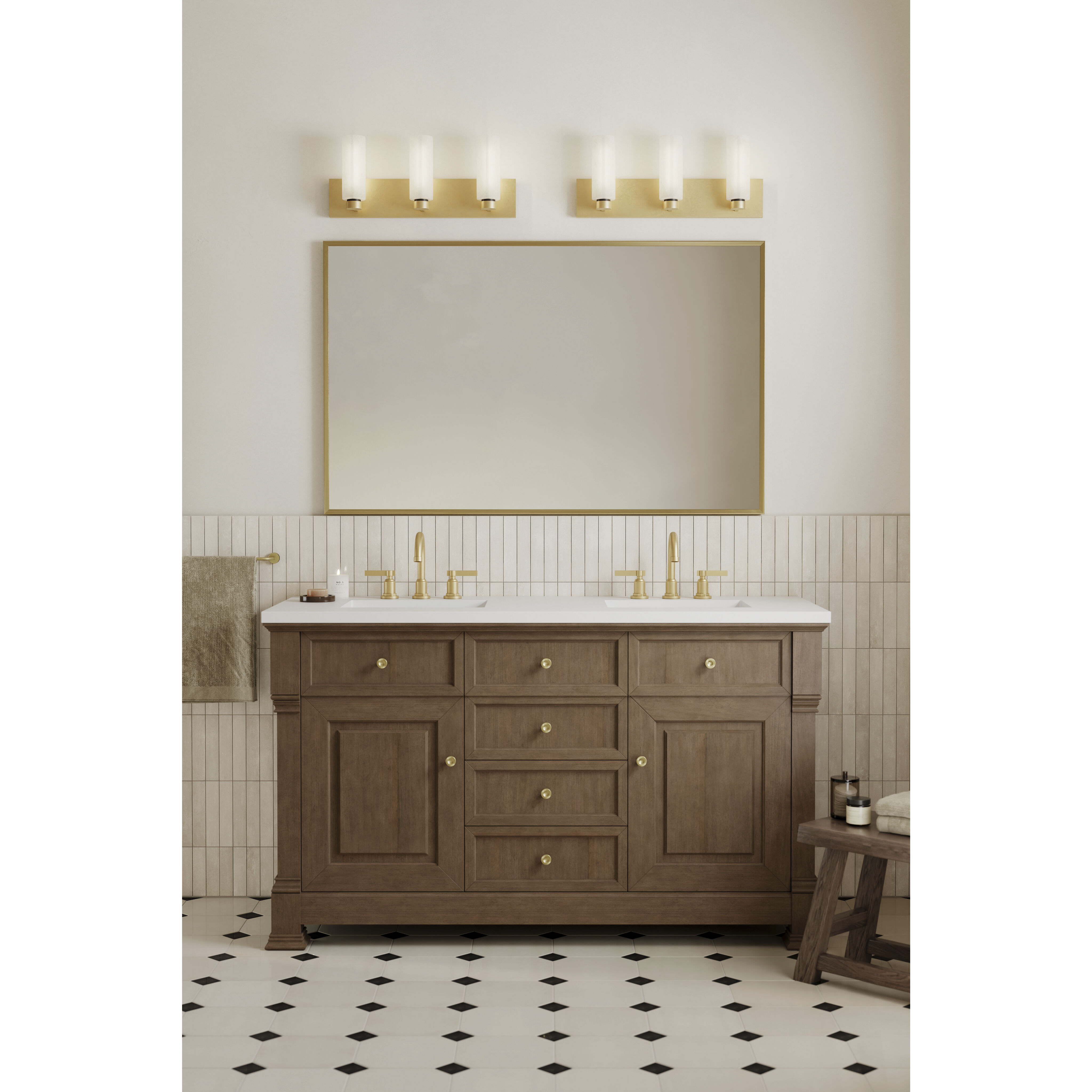 Wexmere 3 Light 22 inch Legacy Brass and Dark Matte Black Vanity Wall Light