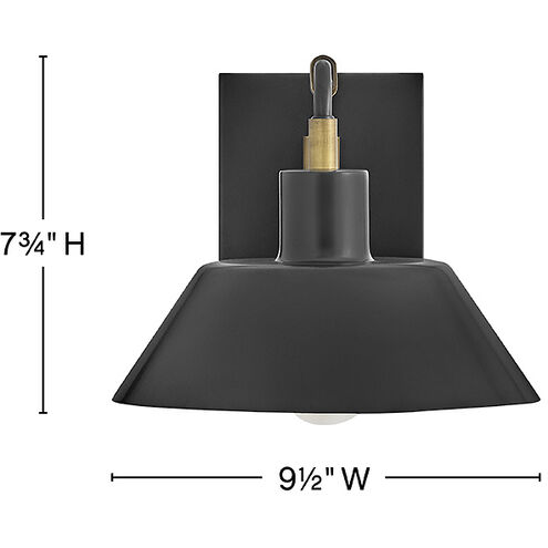 Brewster 1 Light 7.75 inch Black Oxide with Heritage Brass Outdoor Wall Mount