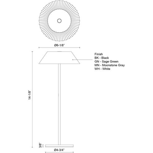 Pela 14.13 inch 3 watt White Table Lamp Portable Light