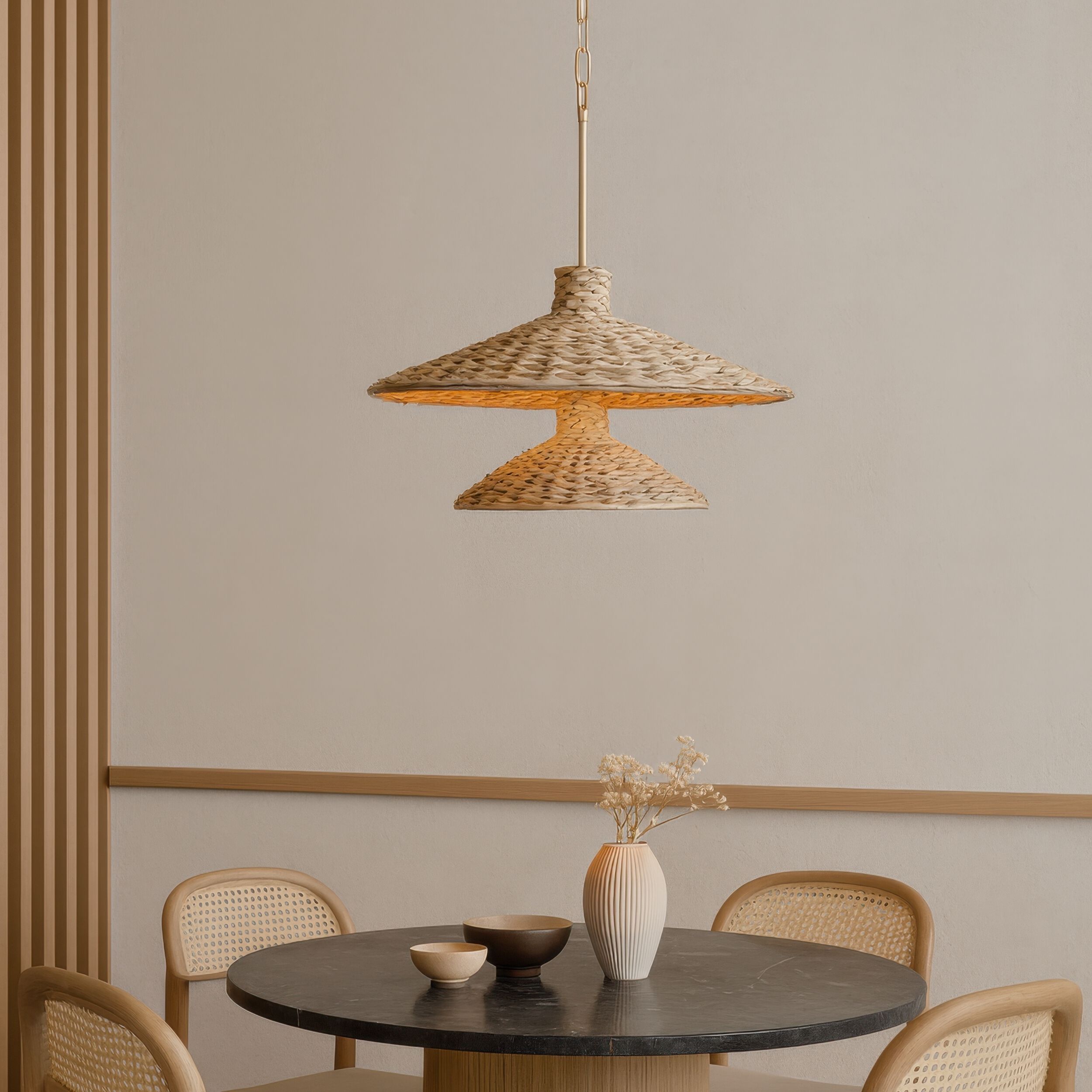 Hilton Head 9 Light 26.25 inch French Gold with Natural Seagrass Pendant Ceiling Light