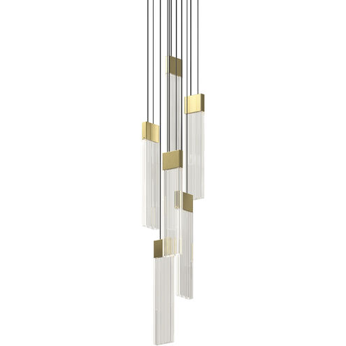 V Panels 6 Light 6.75 inch Brass Pendant Ceiling Light