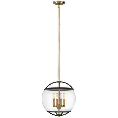 Calvin LED 15 inch Black with Heritage Brass Indoor Pendant Ceiling Light