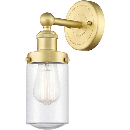 Dover 1 Light 6.5 inch Satin Gold Sconce Wall Light in Seedy Glass