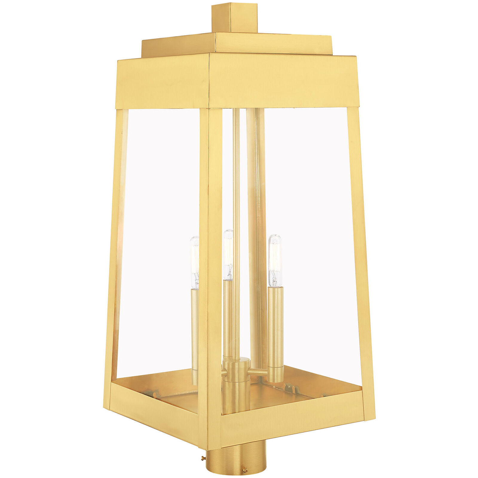 Oslo 3 Light 25 inch Satin Brass Outdoor Post Top Lantern