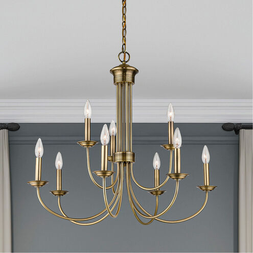 Estate 9 Light 30 inch Antique Brass Chandelier Ceiling Light