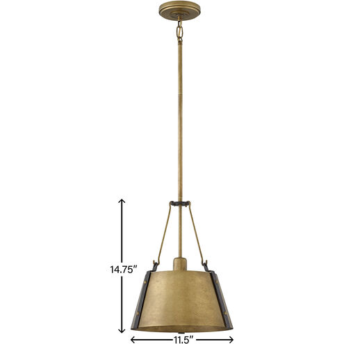 Cartwright 1 Light 11.5 inch Rustic Brass with Oil Rubbed Bronze Indoor Pendant Ceiling Light