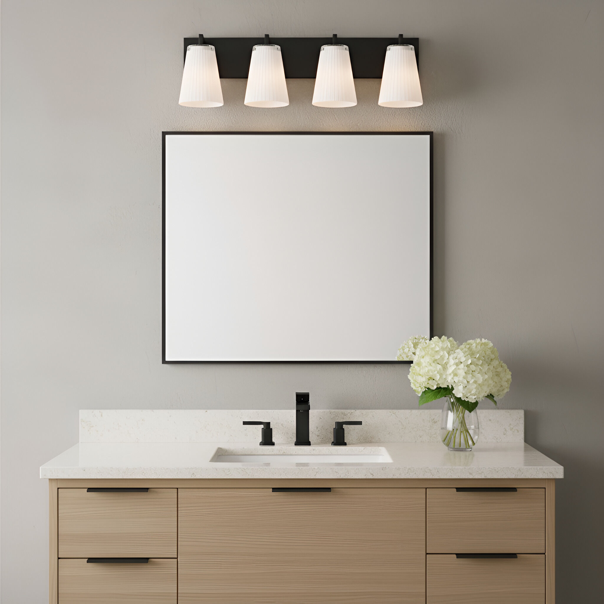 Upson 4 Light 24.25 inch Midnight Black Vanity Light Wall Light, Extra Large