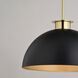 Devon LED 15.75 inch Matte Black and Satin Brass Pendant Ceiling Light