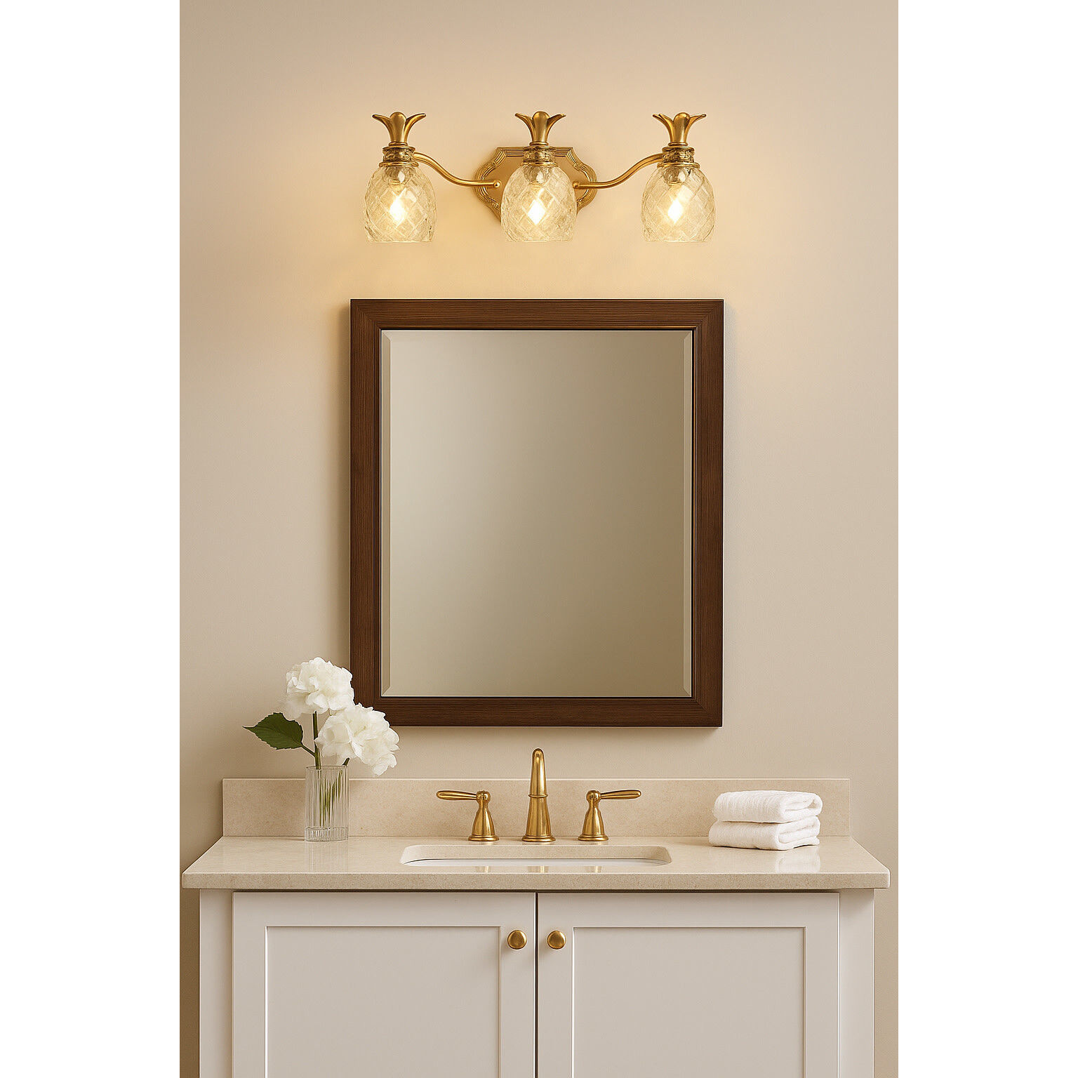 Plantation 3 Light 21 inch Burnished Brass Vanity Light Wall Light