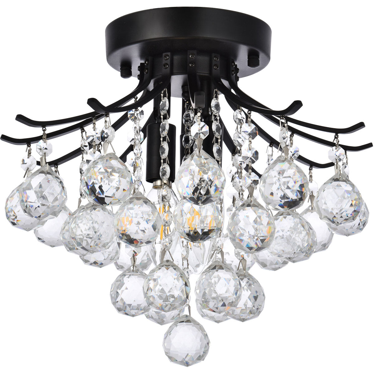 Toureg 3 Light 12 inch Black and Clear Flush Mount Ceiling Light