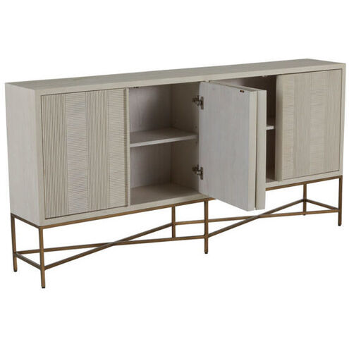 Carol Cerused White / Stained Brass Cabinet