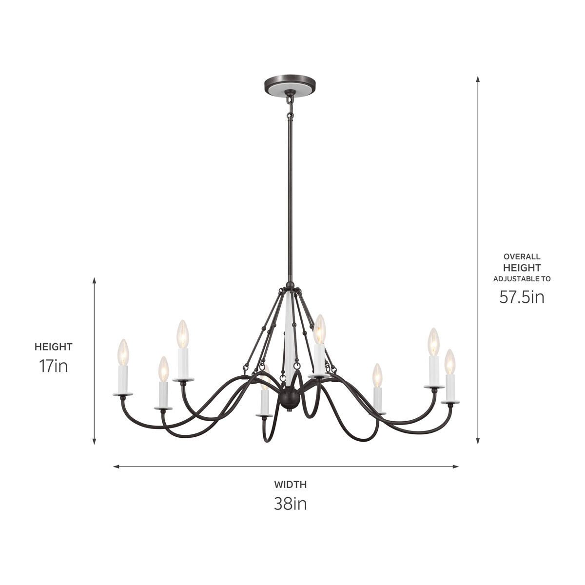Homestead Freesia 8 Light 38 inch Anvil Iron Chandelier Ceiling Light, Freesia